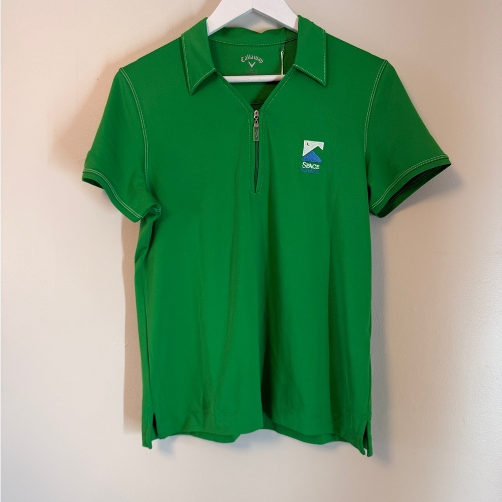 Callaway 1/4 Zip Polo Golf Shirt Green Branded NWT Preppy Resort Vacation Med